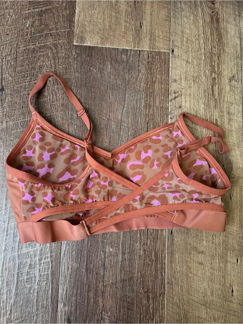 American Eagle Rust Pink Leopard Mesh Bralette - Women Intimates